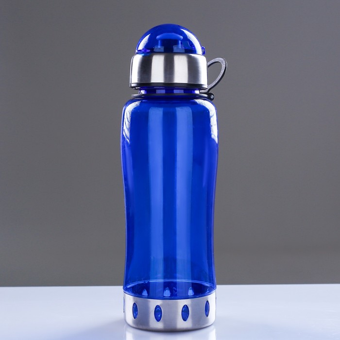 Бутылка для воды 750 мл, с соской, вставка металл на горле и дне, микс, 7.5х24 см 