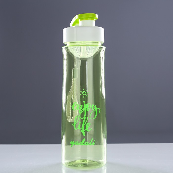 Бутылка для воды "Enjoy life" 600 мл, на браслете, микс, 7х7х23 см 