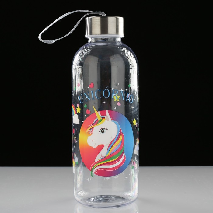 Бутылка для воды "Единорог", 650 мл, микс, 20х7 см 