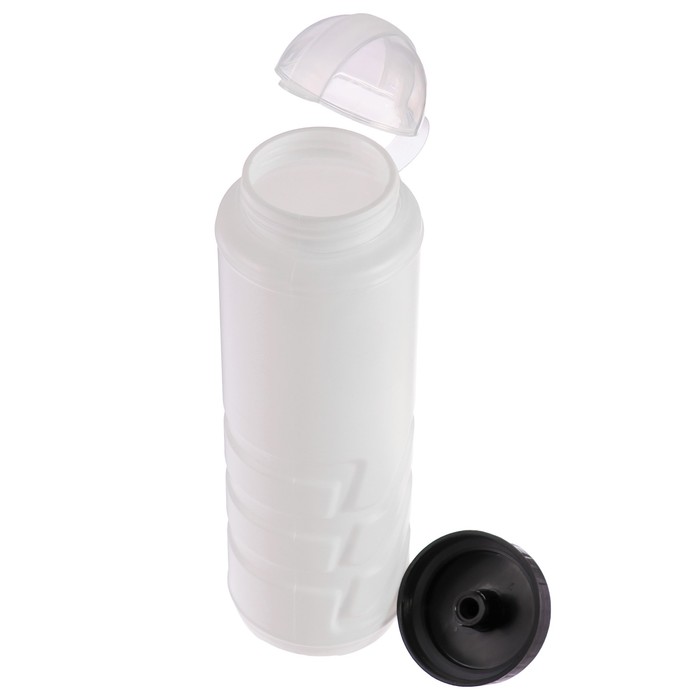 Бутылка для воды 1000 мл, велосипедная, пластик PE, белая с черной крышкой7.5х27 см 