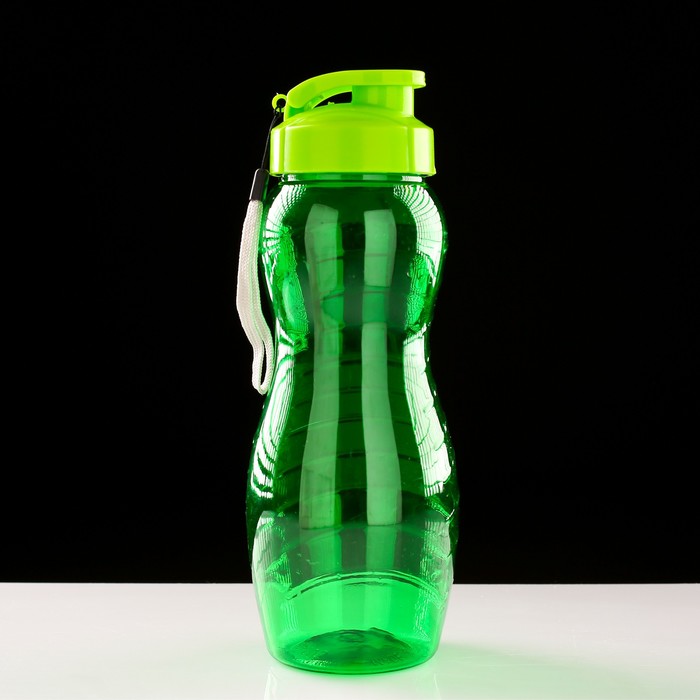 Бутылка для воды 1000 мл, фигурная, крышка на застёжке, на шнурке, микс, 9х25 см 