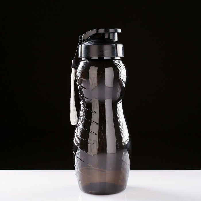 Бутылка для воды 1000 мл, фигурная, крышка на застёжке, на шнурке, микс, 9х25 см 