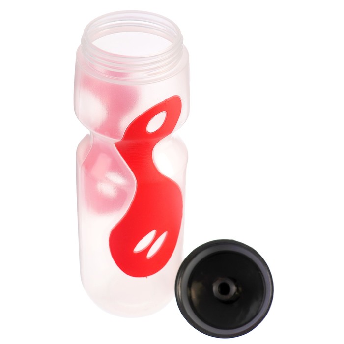 Бутылка для воды 700 мл, велосипедная, пластик PP, вставки «Волны» красные,6.5х22 см 