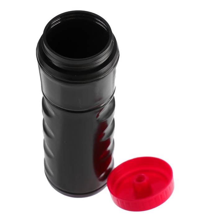 Бутылка для воды 650 мл, велосипедная, пластик LDPE, черная с красной крышкой, 7х22 см 