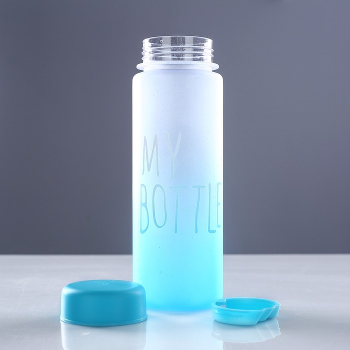 Бутылка для воды "My bottle", 500 мл, градиент, в мешке, голубая, 6.5х6.5х19 см 