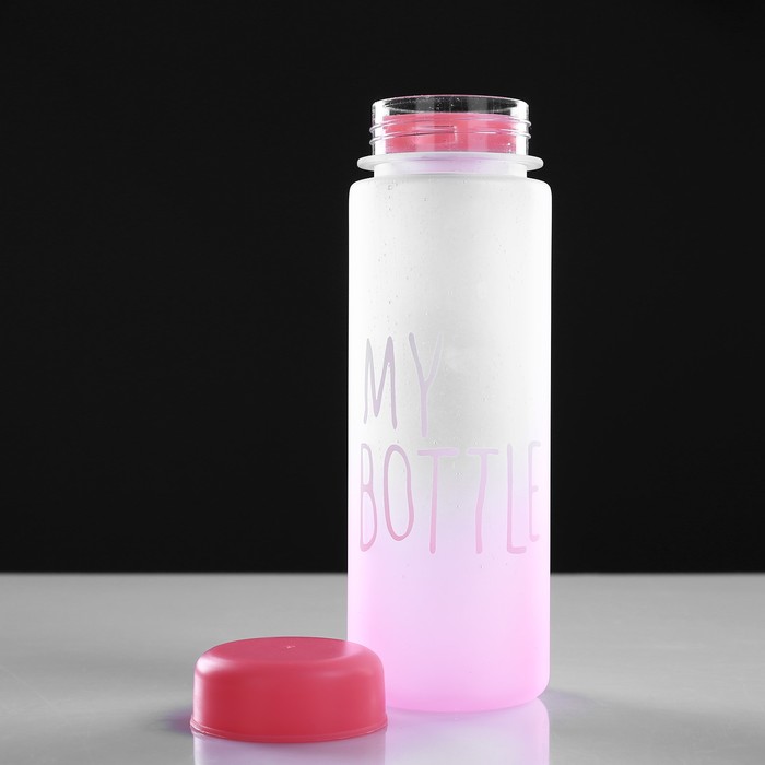 Бутылка для воды "My bottle", 500 мл, градиент, в мешке, розовая, 6.5х6.5х19 см 