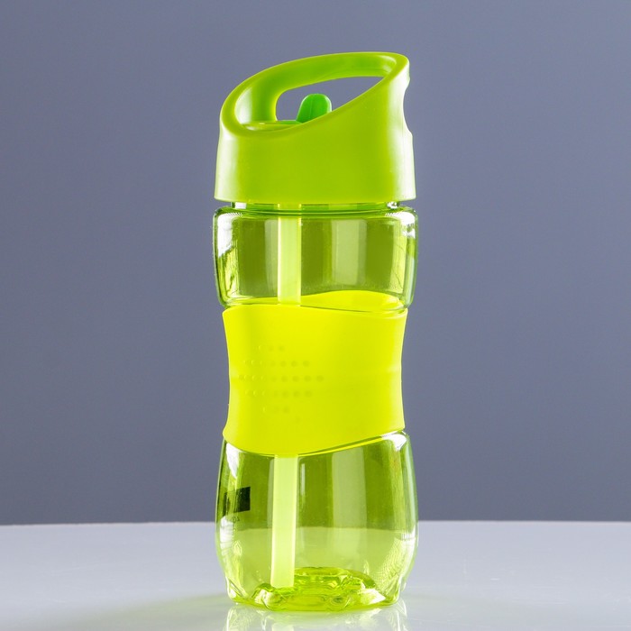 Бутылка для воды 400 мл, спортивная, вставка силиконовая посередине, микс, 7х19 см 