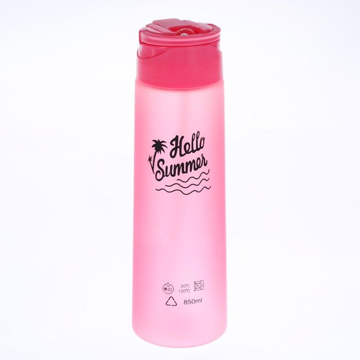 Бутылка для воды "Hello Summer", 850 мл, матовая, крышка с трубкой, 7.5х30 см 