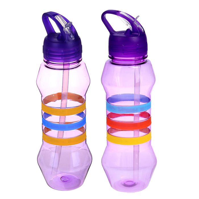 Фляжка-бутылка для воды "Три полоски", 750 мл, фиолетовая 