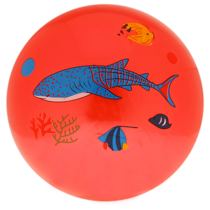 Мяч детский "Дельфинчики", d=25 см, 60 г, цвет красный, принт МИКС 