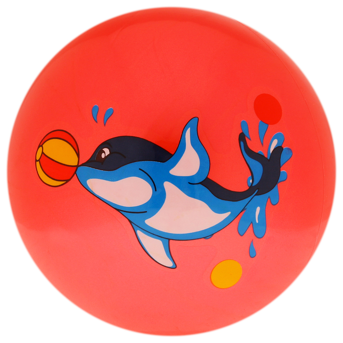 Мяч детский "Дельфинчики", d=25 см, 60 г, цвет красный, принт МИКС 