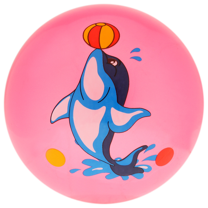 Мяч детский "Дельфинчики", d=25 см, 60 г, цвет розовый, принт МИКС 