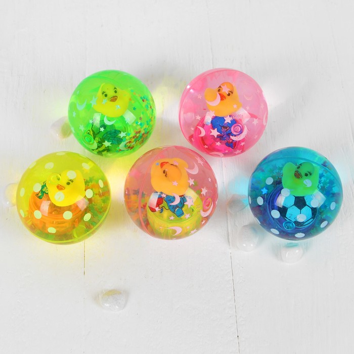 Мяч световой "Уточка" с водой 6,5 см, цвета МИКС 