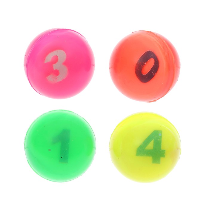 Мяч каучук "Цифры" 3 см, цвета МИКС 
