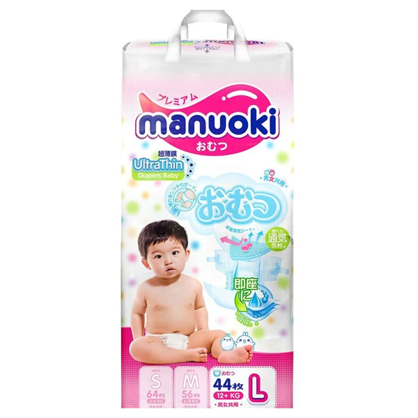 Подгузники Manuoki Ultrathin L44, 12+ кг, 44шт