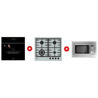 Комплект Встраиваемая микроволновая печь Haier HMX-BDG259LX + Встраиваемый духовой шкаф Haier HOX-FP3AGB + Газовая варочная поверхность Haier HHX-M64CWFX 