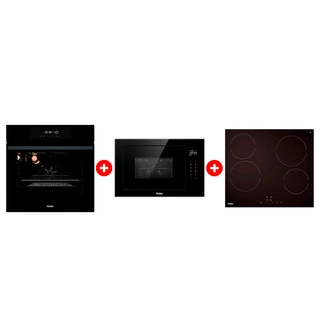 Комплект Встраиваемая микроволновая печь Haier HMX-BTG259B + Стеклокерамическая варочная поверхность Haier HHY-C64NVTB + Встраиваемый духовой шкаф Haier HOX-FP3AGB 