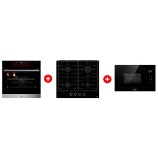 Жиынтық Haier  кіріктірілетін микротолқынды пеші HMX-BTG259B + Кіріктірілетін пеш Haier HOX-FP5RABX + Haier газ пісіру беті HHX-G64CNB 