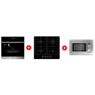 Комплект Встраиваемая микроволновая печь Haier HMX-BDG259LX + Встраиваемый духовой шкаф Haier HOX-FP3ABX + Газовая варочная поверхность Haier HHX-G64CNB 