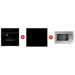 Комплект Встраиваемая микроволновая печь Haier HMX-BDG259LX + Стеклокерамическая варочная поверхность Haier HHY-C64RVB + Встраиваемый духовой шкаф Haier HOX-FP3AGB 