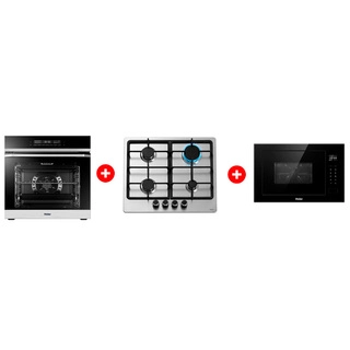 Жиынтық Haier  кіріктірілетін микротолқынды пеші HMX-BTG259B + Haier кіріктірілетін тұмша шкафы HOQ-F5AABX + Haier газ пісіру беті HHX-M64CNX 