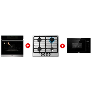 Комплект Встраиваемая микроволновая печь Haier HMX-BTG259B + Встраиваемый духовой шкаф Haier HOX-FP3ABX + Газовая варочная поверхность Haier HHX-M64CNX 