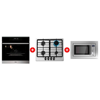 Комплект Встраиваемая микроволновая печь Haier HMX-BDG259LX + Встраиваемый духовой шкаф Haier HOX-FP3ABX + Газовая варочная поверхность Haier HHX-M64CNX 