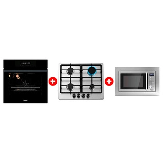 Комплект Встраиваемая микроволновая печь Haier HMX-BDG259LX + Встраиваемый духовой шкаф Haier HOX-FP3AGB + Газовая варочная поверхность Haier HHX-M64CNX 