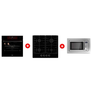 Жиынтық Haier  кіріктірілетін микротолқынды пеші HMX-BDG259LX + Haier кіріктірілетін тұмша шкафы HOX-FP5RAGB + Haier газ пісіру беті HHX-G64CNB 