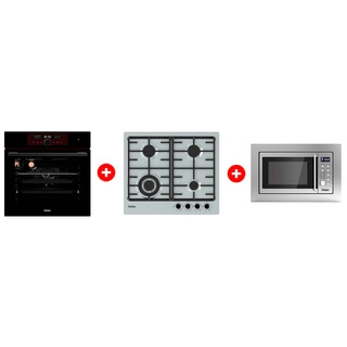 Жиынтық Haier  кіріктірілетін микротолқынды пеші HMX-BDG259LX + Haier кіріктірілетін тұмша шкафы HOX-FP5RAGB + Haier газ пісіру беті HHX-M64CWFX 