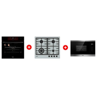 Комплект Встраиваемая микроволновая печь Haier HMX-BTG259X + Встраиваемый духовой шкаф Haier HOX-FP5RAGB + Газовая варочная поверхность Haier HHX-M64CWFX 