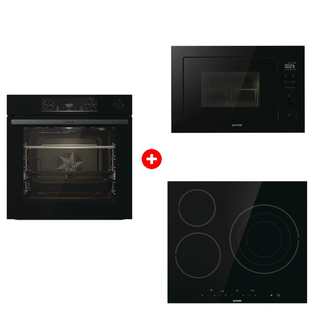 Комплект Встраиваемая микроволновая печь Gorenje BM251M2BG + Стеклокерамическая варочная панель Gorenje ECT632BSCE + Встраиваемый духовой шкаф Gorenje BSA6737E15BG 