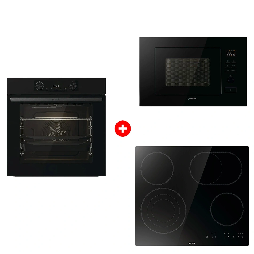 Комплект Встраиваемая микроволновая печь Gorenje BM201M2BG + Стеклокерамическая варочная панель Gorenje ECT646BSCE + Встраиваемый духовой шкаф Gorenje BOS6737E06B 