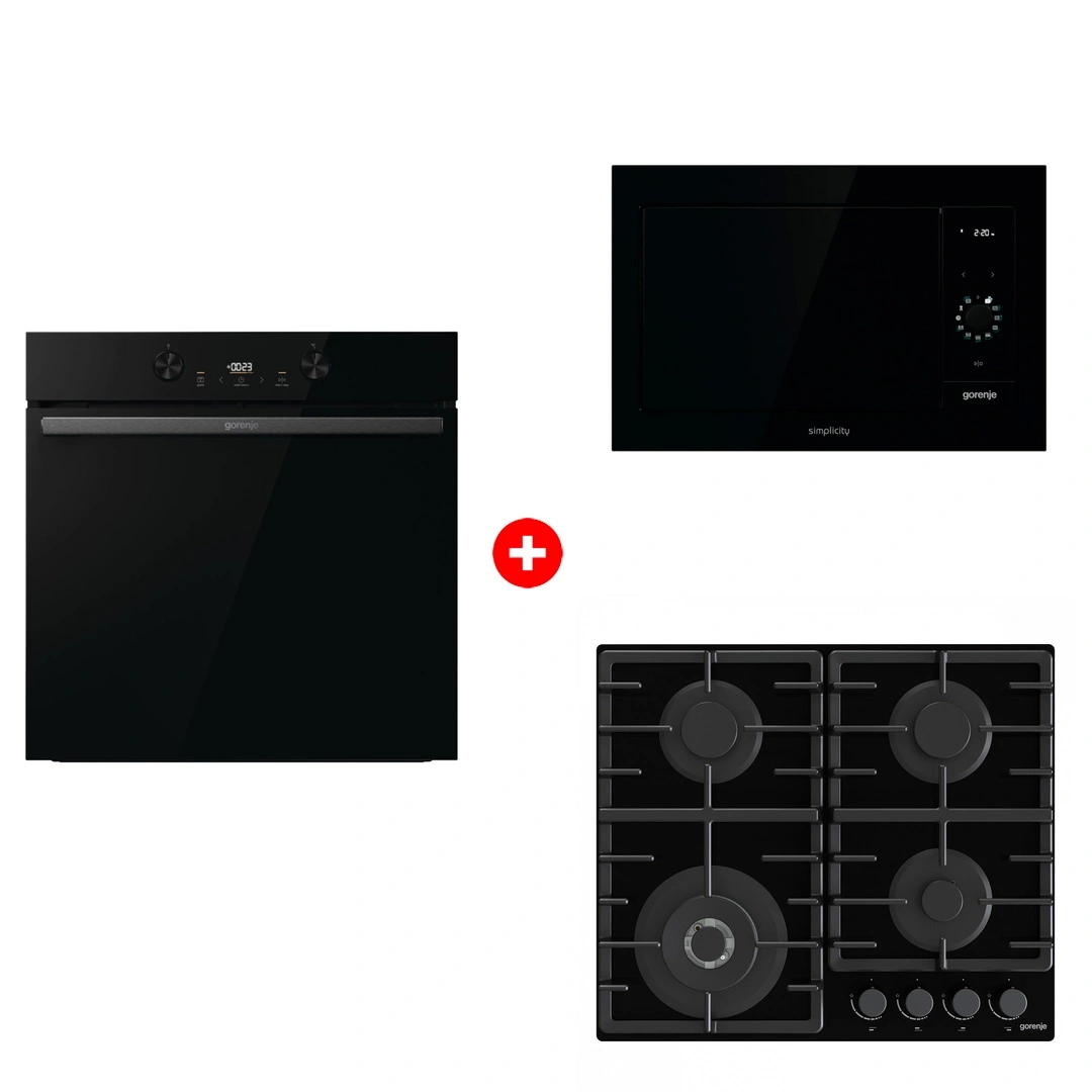 Комплект Встраиваемая микроволновая печь Gorenje BM235G1SYB + Духовой шкаф Gorenje BOS6737E20FBG + Встраиваемая варочная панель Газ Gorenje GTW641BHF 