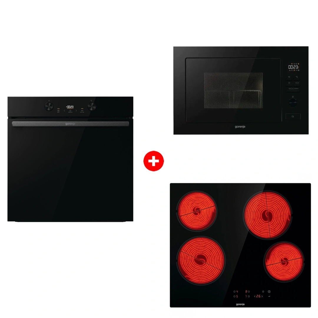 Комплект Встраиваемая микроволновая печь Gorenje BM251M2BG + Стеклокерамическая варочная панель Gorenje ECT64BSCE + Духовой шкаф Gorenje BOS6737E20FBG 