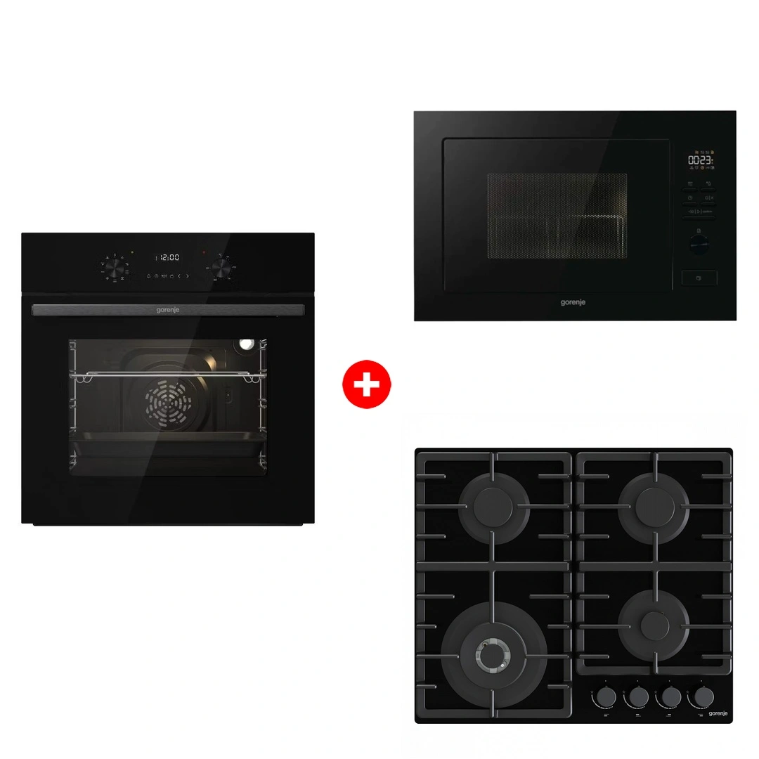 Комплект Встраиваемая микроволновая печь Gorenje BM251M2BG + Встраиваемый духовой шкаф Gorenje BO6737E02NBG + Встраиваемая варочная панель Газ Gorenje GTW641BHF 