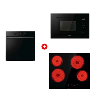 Комплект Встраиваемая микроволновая печь Gorenje BM201M2BG + Стеклокерамическая варочная панель Gorenje ECT64BSCE + Встраиваемый духовой шкаф Gorenje BOS6737E05DBG 