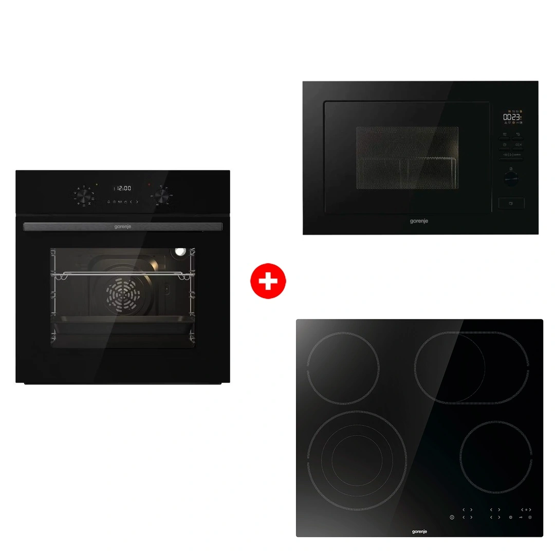 Жиынтық Встраиваемая микроволновая печь Gorenje BM251M2BG + Стеклокерамическая варочная панель Gorenje ECT646BSCE + Встраиваемый духовой шкаф Gorenje BO6737E02NBG 