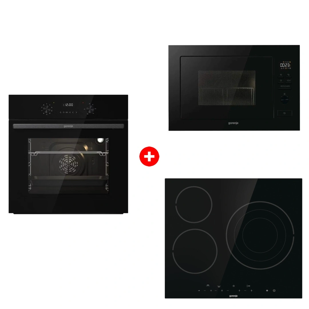 Комплект Встраиваемая микроволновая печь Gorenje BM251M2BG + Стеклокерамическая варочная панель Gorenje ECT632BSCE + Встраиваемый духовой шкаф Gorenje BO6737E02NBG 
