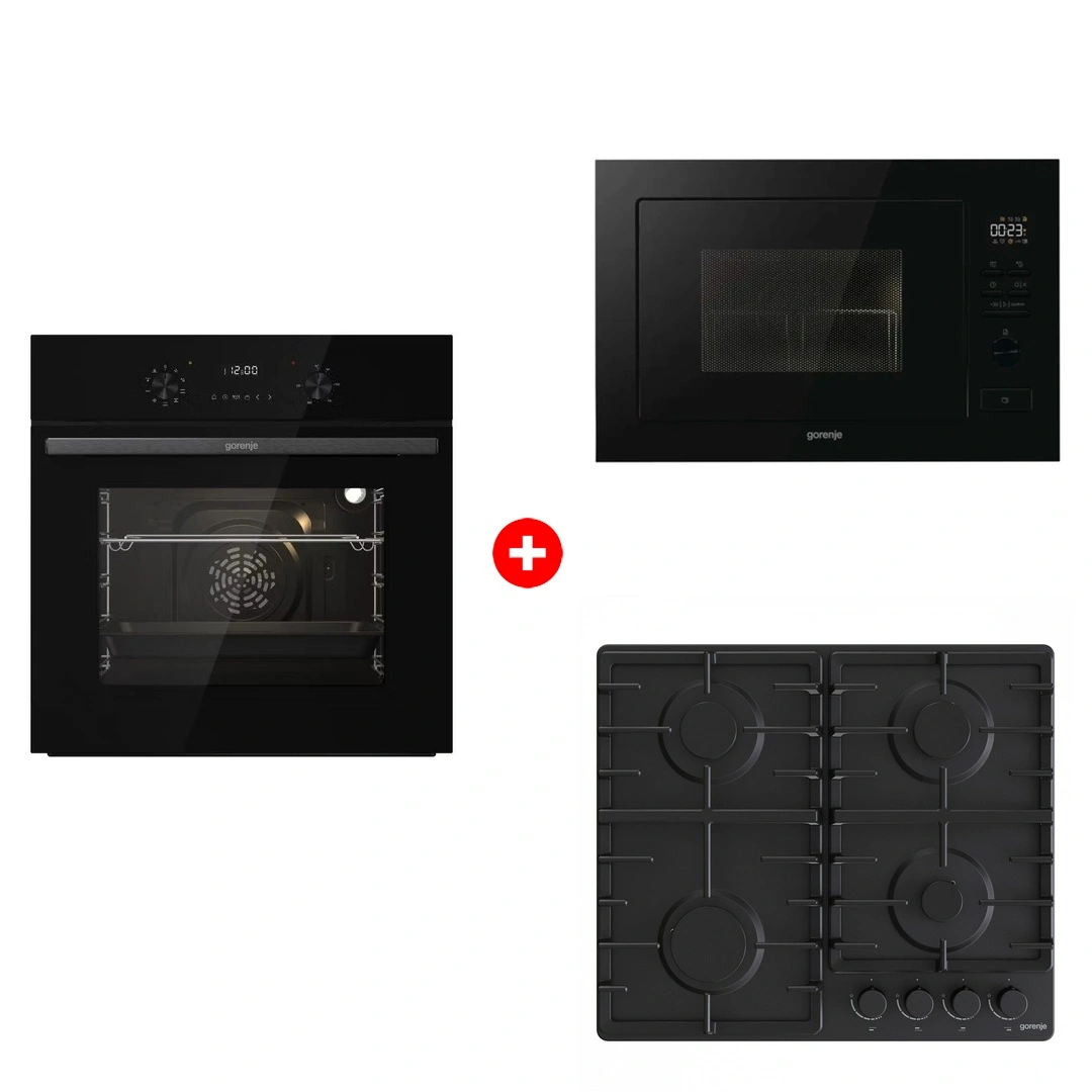 Жиынтық Встраиваемая микроволновая печь Gorenje BM251M2BG + Встраиваемый духовой шкаф Gorenje BO6737E02NBG + Встраиваемая варочная панель Gorenje G641BHF 