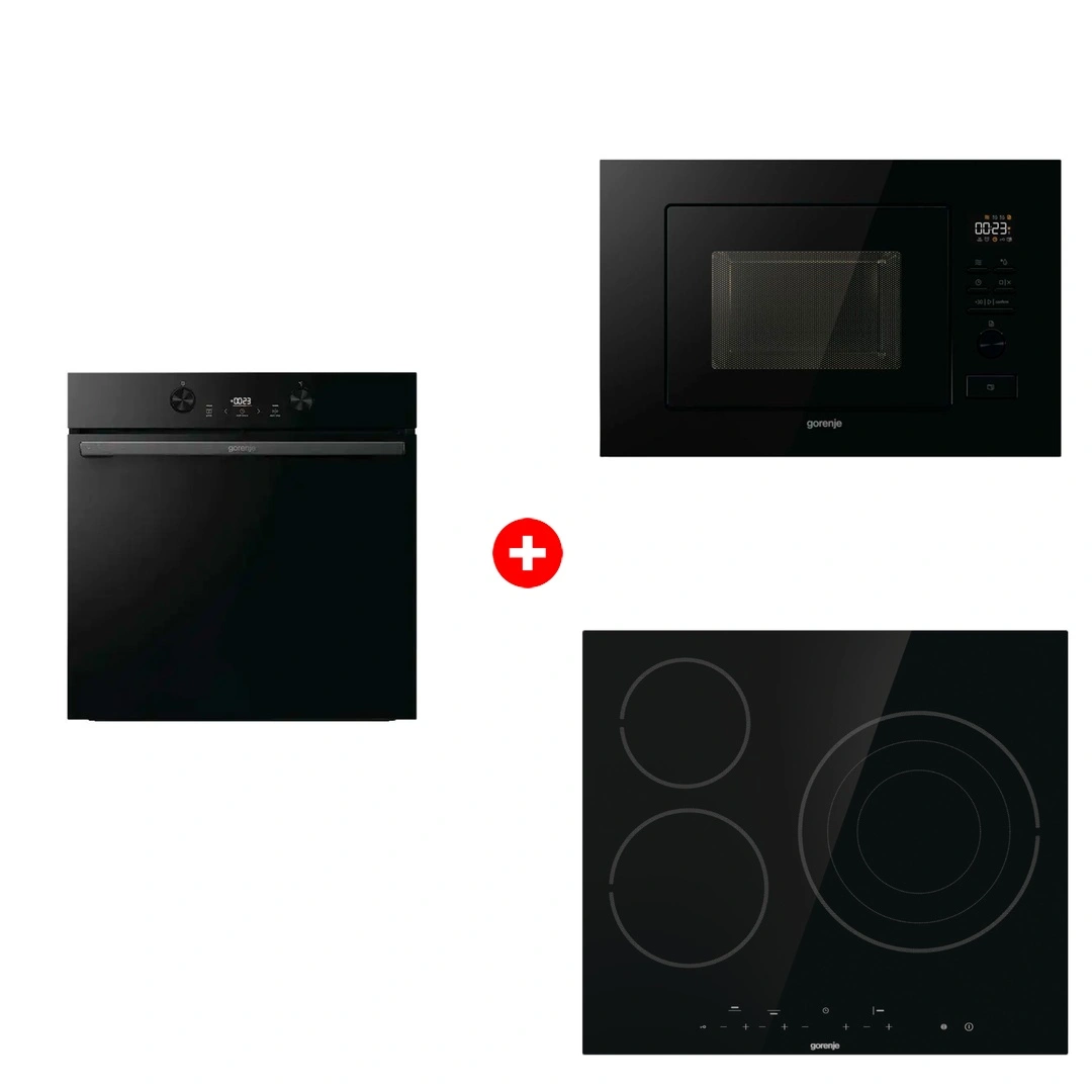 Комплект Встраиваемая микроволновая печь Gorenje BM201M2BG + Стеклокерамическая варочная панель Gorenje ECT632BSCE + Встраиваемый духовой шкаф Gorenje BOS6737E05DBG 
