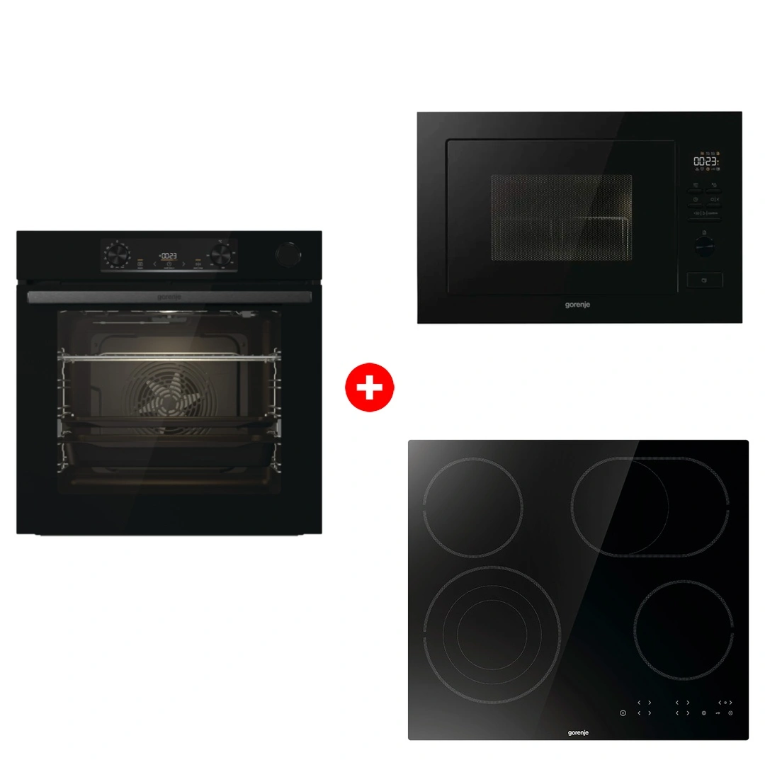 Комплект Встраиваемая микроволновая печь Gorenje BM251M2BG + Стеклокерамическая варочная панель Gorenje ECT646BSCE + Встраиваемый духовой шкаф Gorenje BSA6737E15BG 