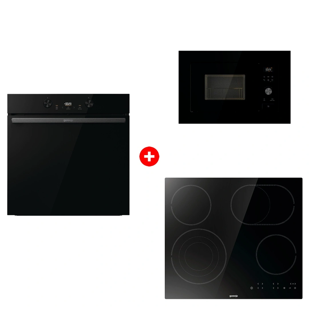 Жиынтық Встраиваемая микроволновая печь Gorenje BM201AG1BG + Стеклокерамическая варочная панель Gorenje ECT646BSCE + Духовой шкаф Gorenje BOS6737E20FBG 