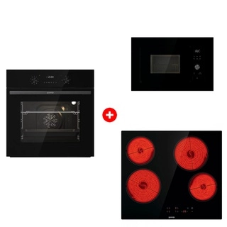 Жиынтық Встраиваемая микроволновая печь Gorenje BM201AG1BG + Стеклокерамическая варочная панель Gorenje ECT64BSCE + Встраиваемый духовой шкаф Gorenje BO6737E02NBG 