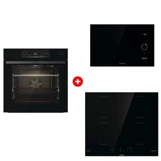 Комплект Встраиваемая микроволновая печь Gorenje BM235G1SYB + Встраиваемый духовой шкаф Gorenje BSA6737E15BG + Индукционная поверхность Gorenje GI6401BSCE 