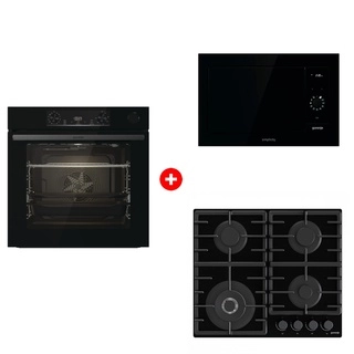 Комплект Встраиваемая микроволновая печь Gorenje BM235G1SYB + Встраиваемый духовой шкаф Gorenje BSA6737E15BG + Встраиваемая варочная панель Газ Gorenje GTW641BHF 