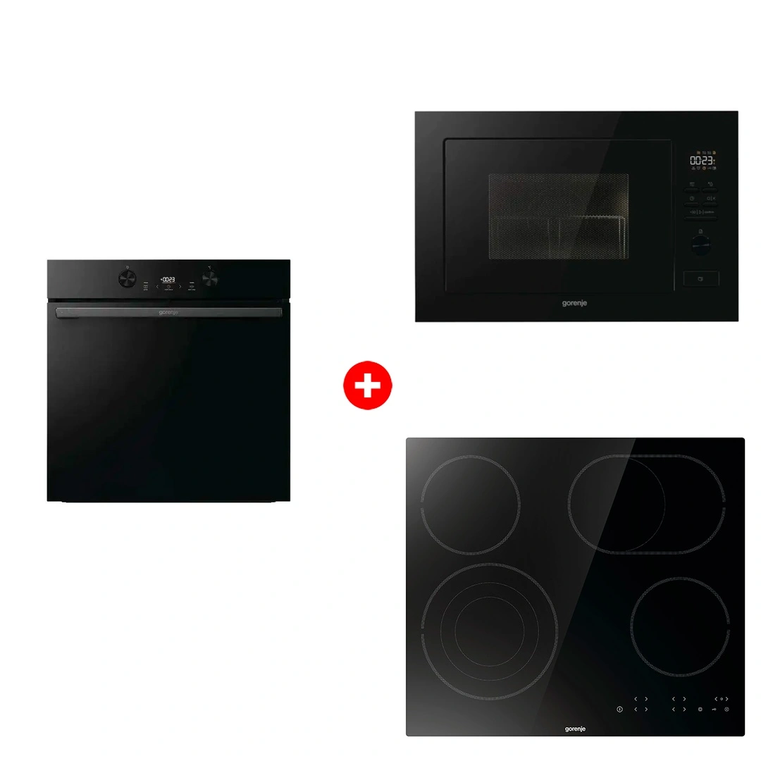 Комплект Встраиваемая микроволновая печь Gorenje BM251M2BG + Стеклокерамическая варочная панель Gorenje ECT646BSCE + Встраиваемый духовой шкаф Gorenje BOS6737E05DBG 