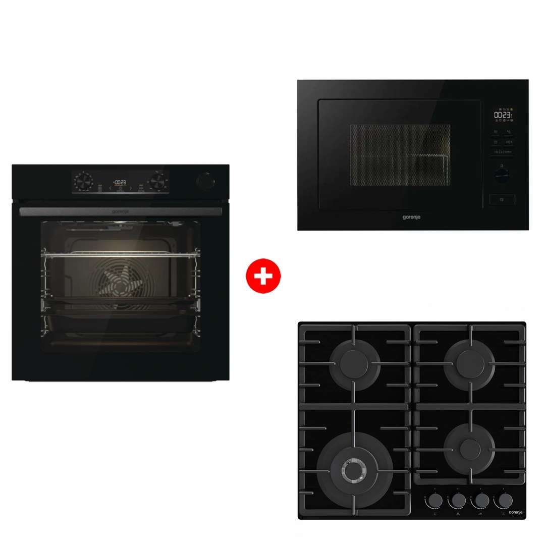 Комплект Встраиваемая микроволновая печь Gorenje BM251M2BG + Встраиваемый духовой шкаф Gorenje BSA6737E15BG + Встраиваемая варочная панель Газ Gorenje GTW641BHF 