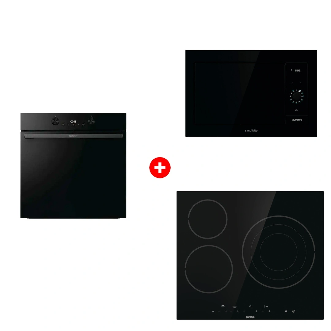 Комплект Встраиваемая микроволновая печь Gorenje BM235G1SYB + Стеклокерамическая варочная панель Gorenje ECT632BSCE + Встраиваемый духовой шкаф Gorenje BOS6737E05DBG 