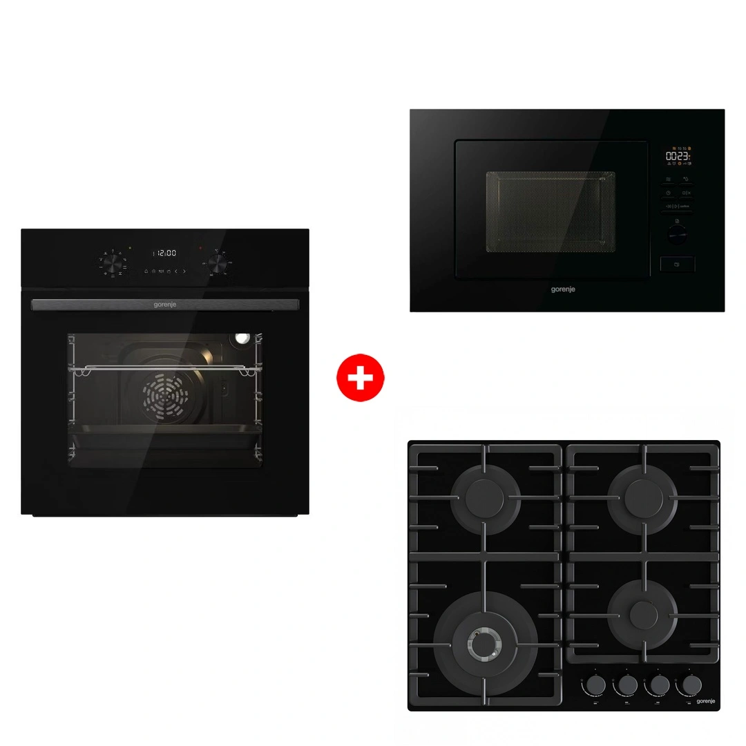 Комплект Встраиваемая микроволновая печь Gorenje BM201M2BG + Встраиваемый духовой шкаф Gorenje BO6737E02NBG + Встраиваемая варочная панель Газ Gorenje GTW641BHF 